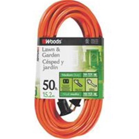 Southwire SJTW Extension Cord, 16 AWG, Outdoor, 16/2, 1 Outlets, Orange, Vinyl, 50 ft 5370564